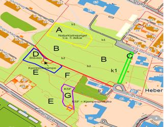 Dette arealet er på ca 20 000 m2. Området er i forslaget til arealdel vist som fremtidige områder for offentlig og privat tjenesteyting. Figur 16: Skisse over ulike delområder i Sykehusskogen.