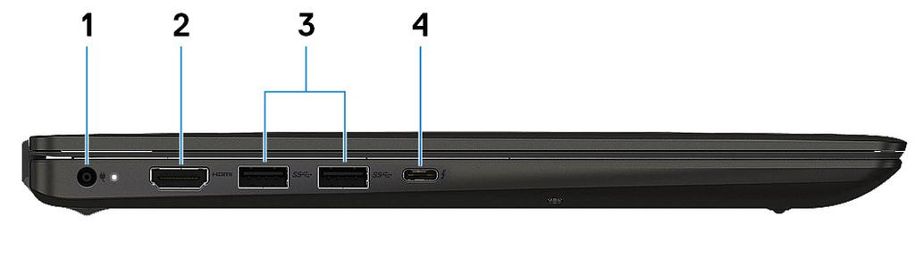 Strømadapterport Koble en strømadapter for å gi strøm til din datamaskin. 2. HDMI-port Koble til et TV-apparat eller en annen HDMI-kompatibel enhet. Gir video- og lydutgang. 3. USB 3.