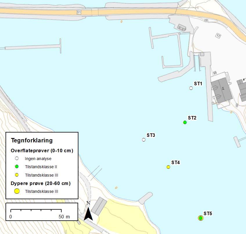 Vennesund fergeleie multiconsult.no Miljøgeologiske undersøkelser av sjøbunnsediment 0 Figur 3: Undersøkt område ved Vennesund, Sømna.