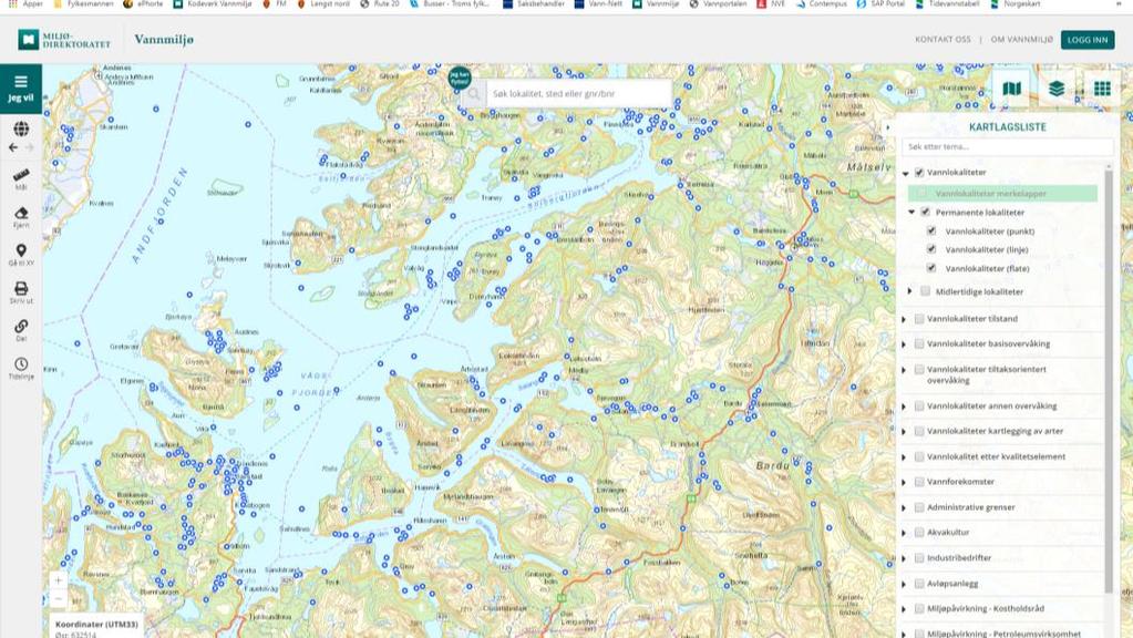 Vannmiljø er miljøforvaltningens fagsystem for