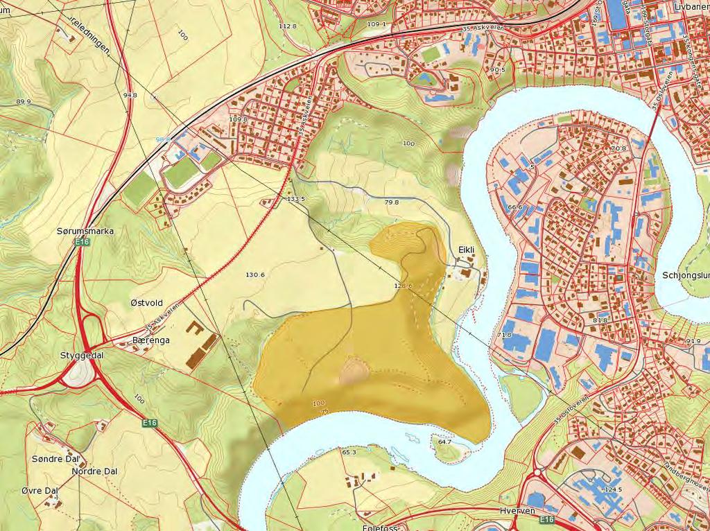 Størrelse Områdetype Oppkjørte løyper vinterstid Opptråkka stier vinterstid Lysløyper Opparbeida turstier sommerstid Toaletter Servering/kiosk Avstand fra Søndre torv, Hønefoss langs vei To mest