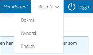 Endre språk I Foresattportalen kan foresatte velge mellom tre språk/språkformer: bokmål (standard) nynorsk engelsk Endring gjøres via nedtrekksliste øverst til høyre i toppmenyen.