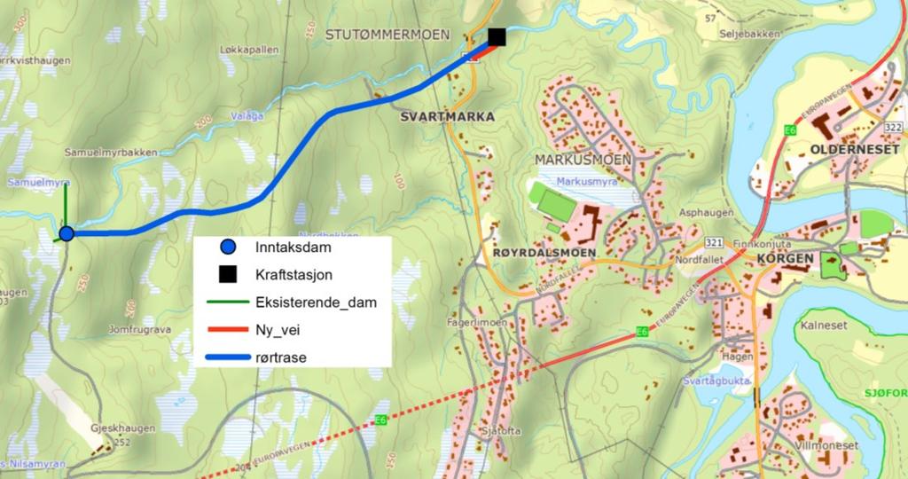 Bakgrunn Valåga ligger like nordvest for kommunesenteret Korgen i Hemnes kommune, hvor elva renner ut i hovedelva Røssåga. Inntaket er planlagt i eksisterende magasin for Korgen vannverk.