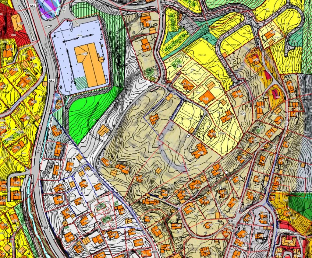 Planområdet er regulert til bustadføremål i reguleringsplan for Osstølen-Sveo som trådte i kraft 1.4.1975 (planid 19700100).