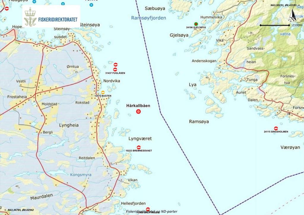 2. Materiale og metode 2.1 Lokalitet Lokalitet Hårkallbåen planlegges etablert i Ramsøyfjorden på østsiden av Smøla i Møre og Romsdal fylke (Figur 2.1.1.).