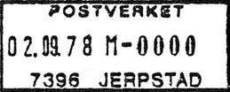 1970 JERPSTAD Innsendt 7396 Registrert brukt fra 4-1-78 TBK til 7-7-89 TK KVAMSGJERDET KVAM brevhus, i Meldalen herred, ble