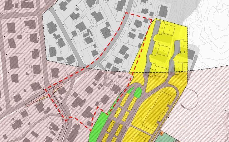 2. Forholdet til gjeldende kommuneplan/ reguleringsplan/regionale og statlige føringer 2.1 Reguleringsplan En liten del av eiendommene ligger innenfor «Søndre del av Bratthammeren», PlanId.