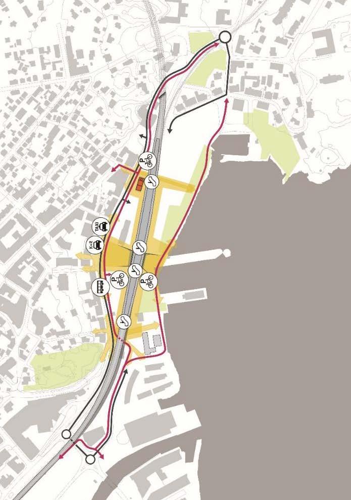 Figur 7-26: Diagram for stasjonsområdet Indre havn lav 7.2.1.5 Delområde 13.4 Byamfiet i Indre havn Verdivurdering Landskapsbildet i byamfiet er sammensatt.