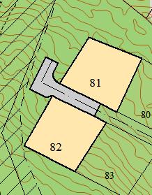 Figur 3: Vendehammer vest for tomt 80/81. Buskerud fylkeskommune foreslår ellers at adkomst mellom tomt 49/50 (gbnr:13/101, 13/92) endres til grøntstruktur.