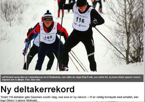 Deltakelsen var som følger: 2 feb 183 stk 9 feb 185 stk 16 feb 212 stk 20 mars 130 stk 240 unge og eldre skiløpere mottok velfortjente oppmerksomhet under premieutdelingen som ble avholdt 22.