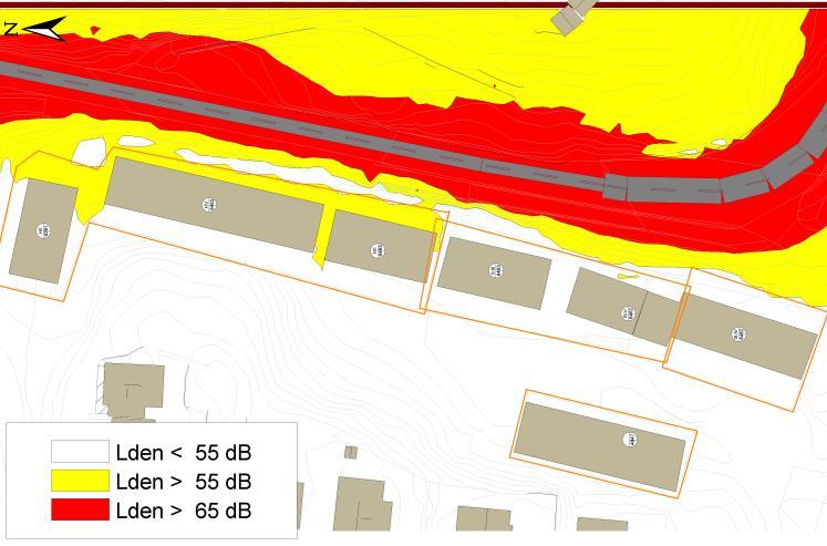 6 Utendørs støy 6 Utendørs støy Maksimalt lydnivå, L 5AF er beregnet og ikke funnet dimensjonerende. I det videre er derfor kun beregnet lydnivå L den omtalt. 6.1 Lydnivå på uteoppholdsarealer.