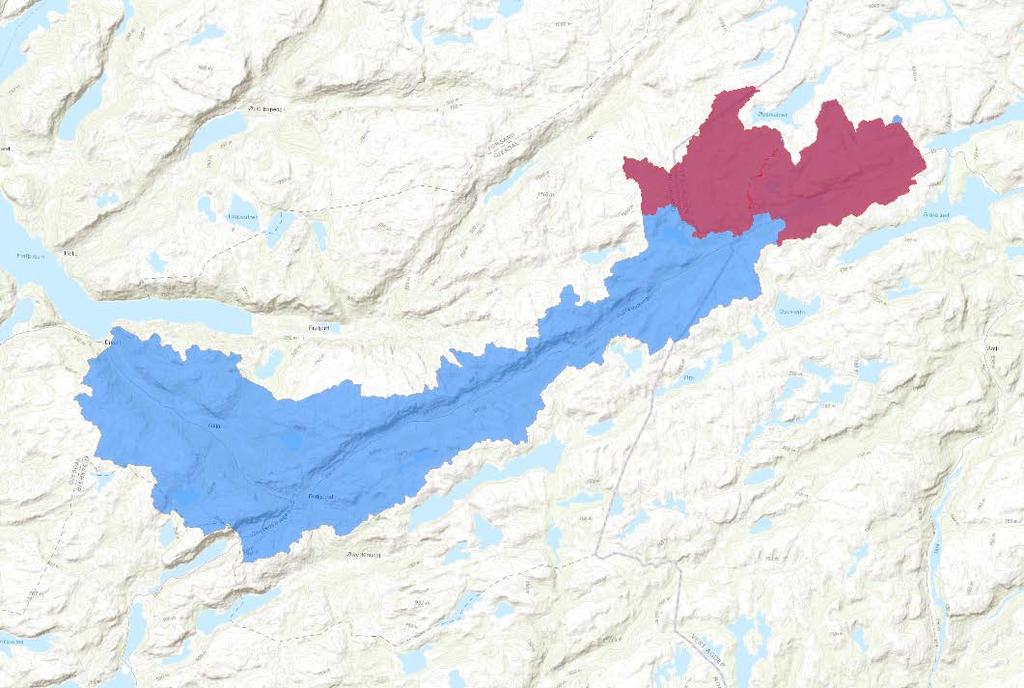 Figur 1. Oversikt over nedslagsfeltet til Dirdalselva.