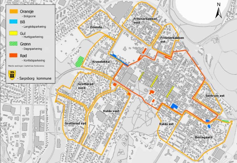 15 av 59 Figur 6: Kart over parkeringssonene i Sarpsborg sentrum 3.5 Fremkommelighet på hovedvegnettet Det er flere kryss langs fv. 118 og rv. 111 som i dag har kapasitetsproblemer.
