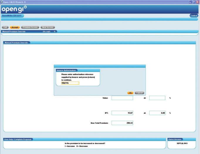 Processing a Referral Provided that the risk meets our criteria for acceptance, we will provide a unique authorisation code and confirm the agreed premium which applies to the individual quotation