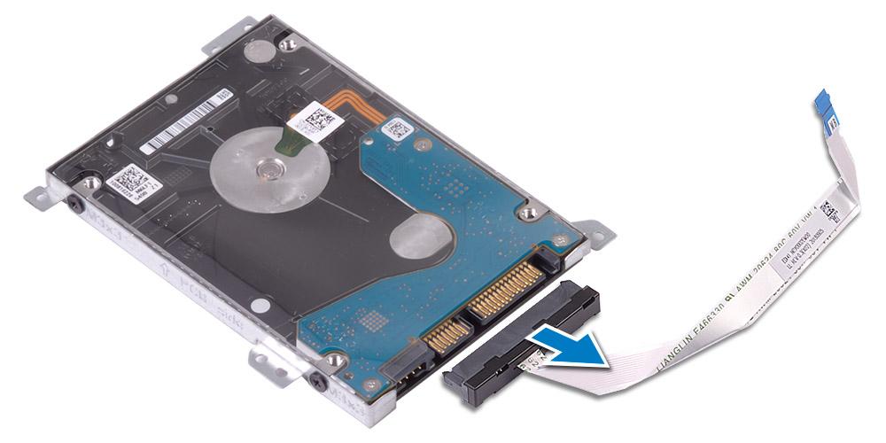 2 Fjern (M3x3)-skruene som fester harddiskbraketten til harddisken [1]. 3 Løft harddiskbraketten fra harddisken [2].