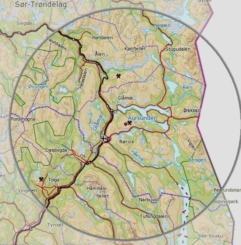 CIRCUMFERENSEN Området grenser til verdensarvområdet Røros bergstad.