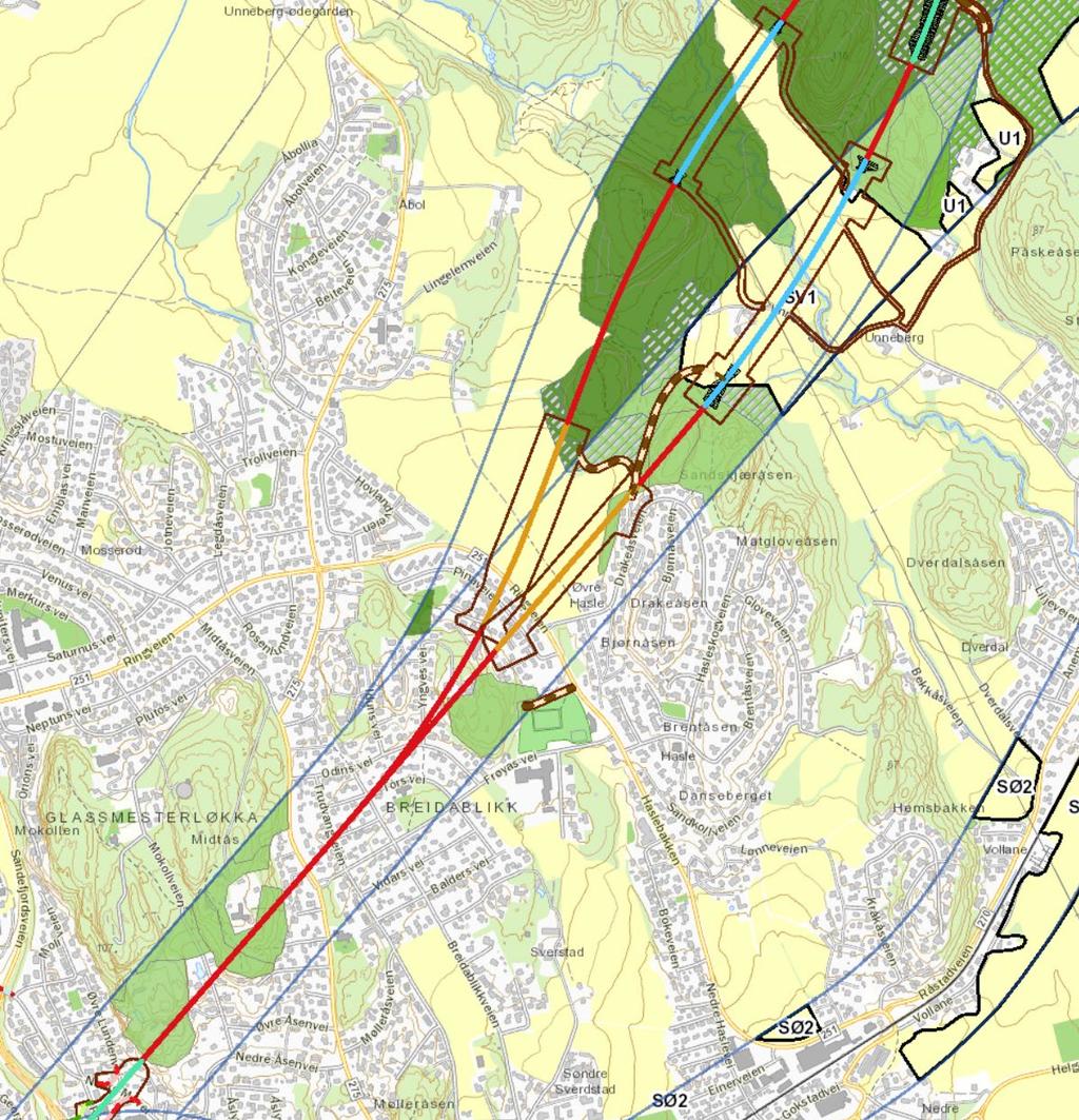 5.1.3.1 Skogbruk Skogbruksressursene som blir berørt i utredningsområdet er i hovedsak to små belter like ved tunnelpåhugg nord og sør for Unnebergbekken.
