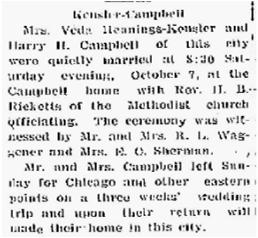 Campbell Harry H Meanings Kensler Veda 9 Oct 1939 pg 6 Campbell James W Logan Phyllis license 15 Sep 1939 pg 5 16 Sep