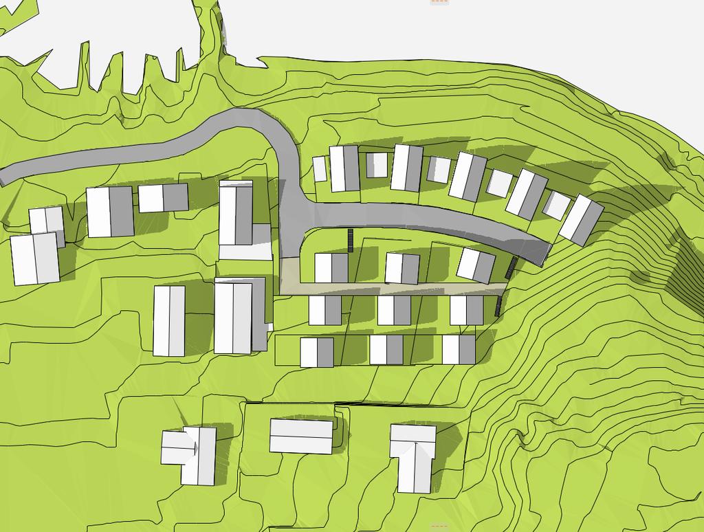 Antall boliger: Det er i dagens plan lagt opp for 14 rekkehus. Antall boenhet bibeholdes til 14 stk. men det endres til 12 eneboliger og 2 rekkehus (kjedet enebolig).