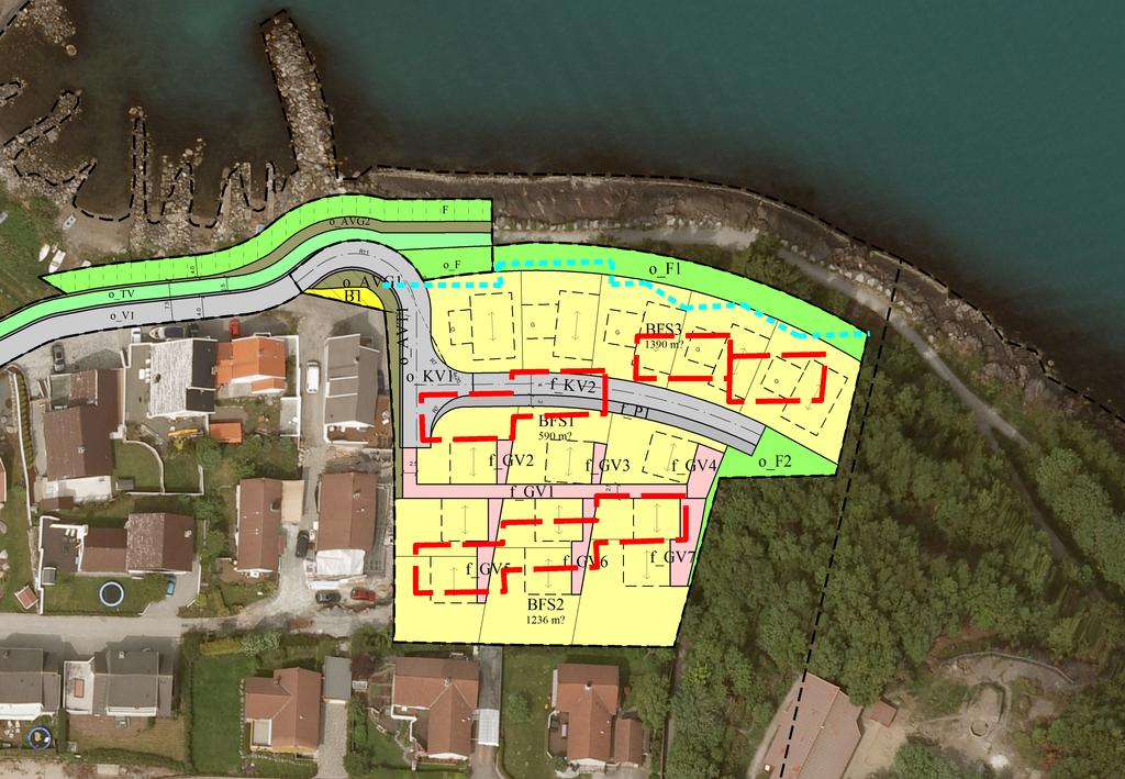 Friområde: Friområdet i fronten mot sjøen er bibeholdt med minimum samme størrelse areal som det lå i gjeldende plan. Se figur 5.