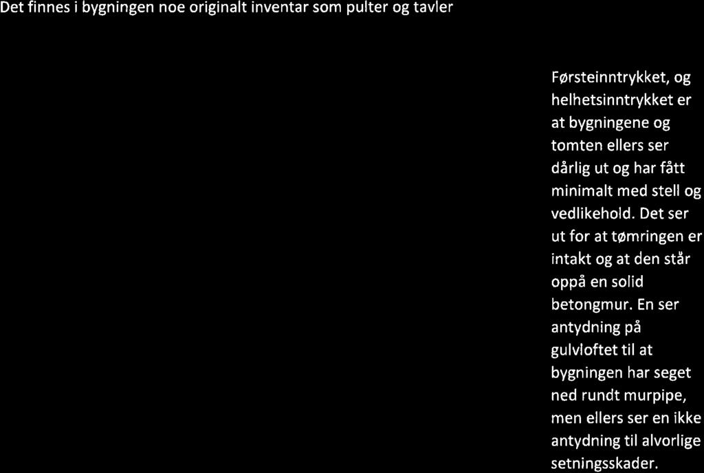 vedlikehold. Det ser ut for at tømringen er intakt og at den står oppå en solid betongmur.