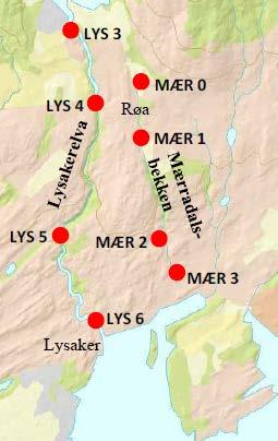 Side: 13 av 55 Figur 4.Venstre: Prøvestasjoner i Lysakerelva [16]. Høyre: Prøvestasjoner i Hoffsselva og Frognerelva [17]. Tabell 7.