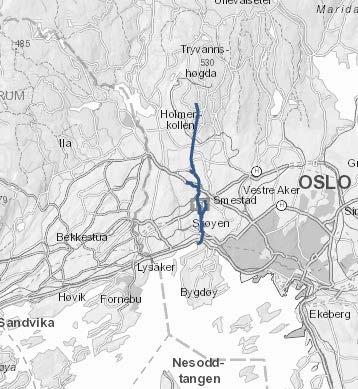 Side: 22 av 55 Figur 8. Venstre: Hoffselva [15]. Høyre: Planlagt plassering av tunnel og stasjon ved Hoffselva (kilde: norgeskart.