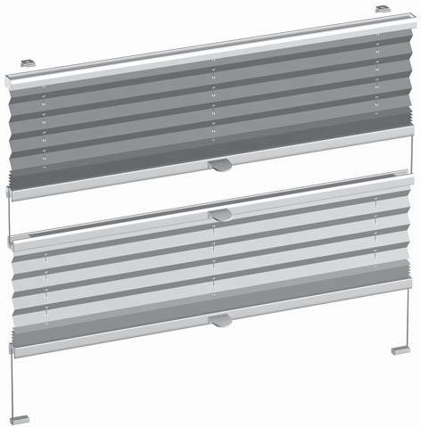 Modell 11-8320, 11-8370 Senkrechte Fenster und Türen: 2 Behänge Bedienschiene mit Griff Spannschnur 11-8370 Winkelträger 11-8320 11-8320 Gespannter MHZ Plissee-Vorhang mit zwei Behängen, oben