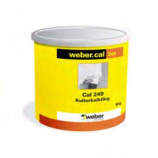 webercal 249 Kalkmaling Produktdatablad PRODUKTFORDELER Basert på hydratkalk, uten tilsetningsstoff Våt maling, ferdig pigmentert Dampdiffusjonsåpen og uorganisk PRODUKTBESKRIVELSE weber.