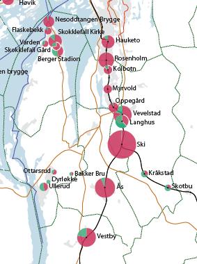Side 16 av 23 Kommunen har i dag fem innfartsparkeringer: Nesoddtangen brygge, Flaskebekk, Skoklefald gård, Skoklefald kirke og Berger.