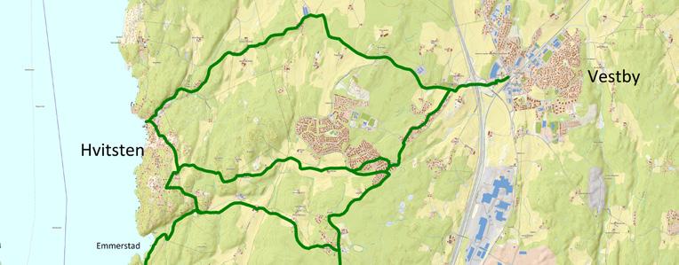 Forbindelser nordover - i retning NMBU, Ås og Ski Fra Vestby sentrum er det to alternative sykkelforbindelser nordover til Ås og Ski.