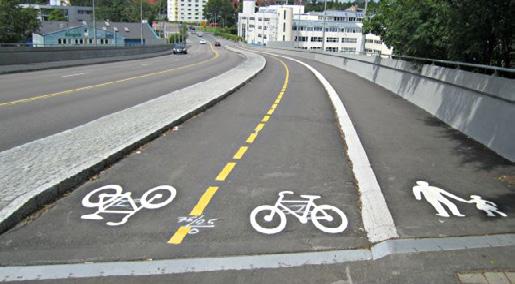Sykkelbaner øker tryggheten for syklister da sykkelveien ikke inngår som en del av kjøreveien.