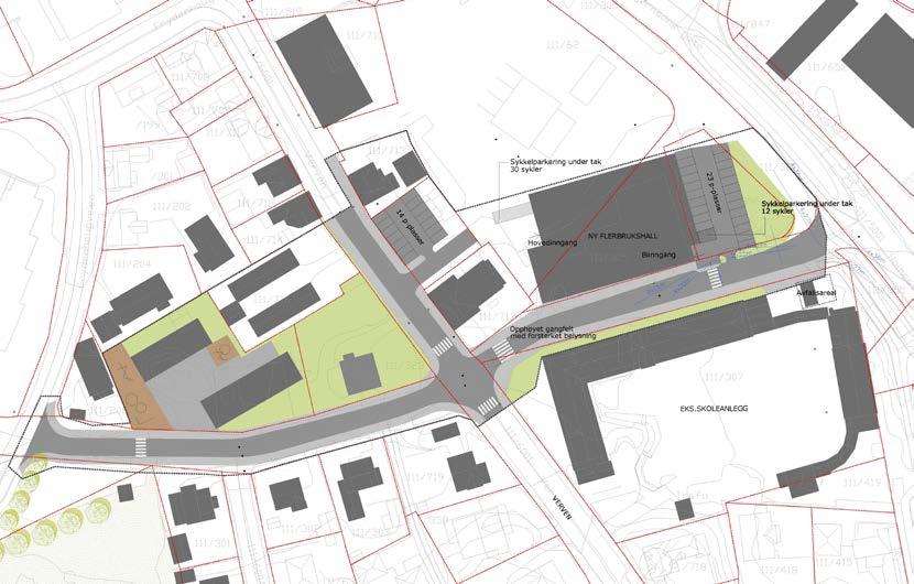 Bilder /Illustrasjoner Illustrasjonsplan der flerbrukshallen kan realiseres som byggetrinn 1 på