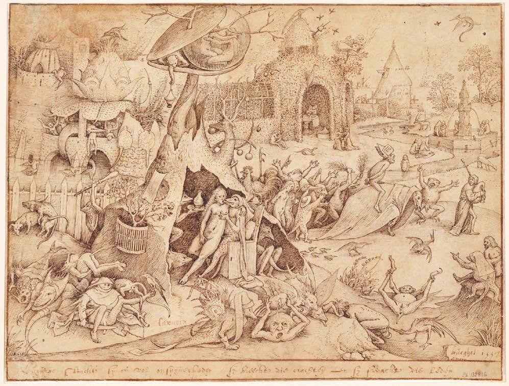 ONDERZOEK 09 De originele ontwerptekening Luxuria (De wellust) van Pieter Bruegel de Oude, uit de reeks De zeven hoofdzonden, één van de hoogtepunten uit zijn grafisch oeuvre.
