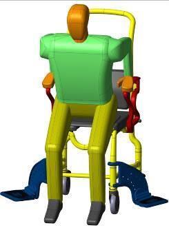 1 Sette seg Før du setter deg ned i stolen, må du sørge for at den er sikret fra å skli bort eller tippe over, at armlenene er låst.