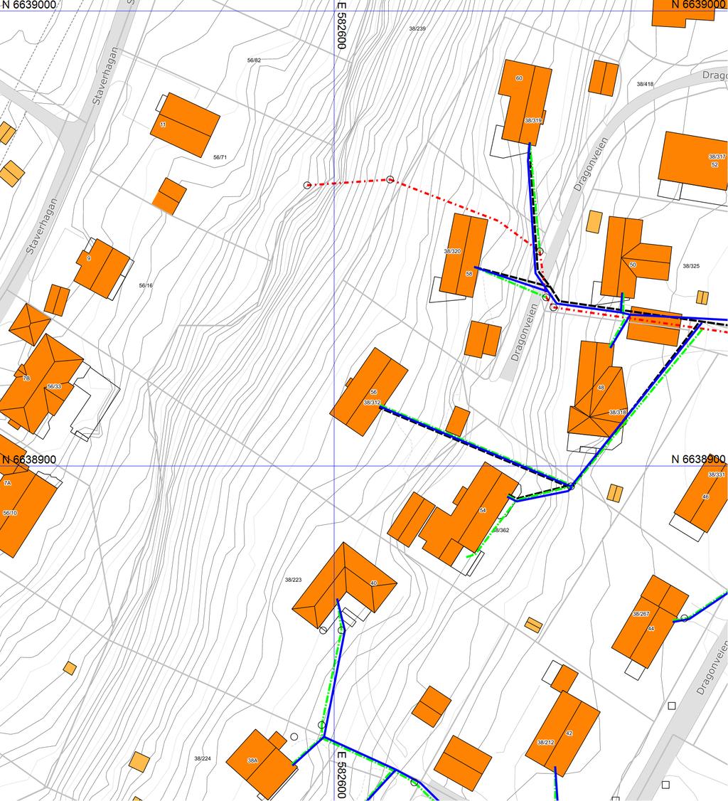 Ledningskart Asker kommune Eiendom: Adresse: Dato: Målestokk: 38/312 Dragonveien 56 28.02.