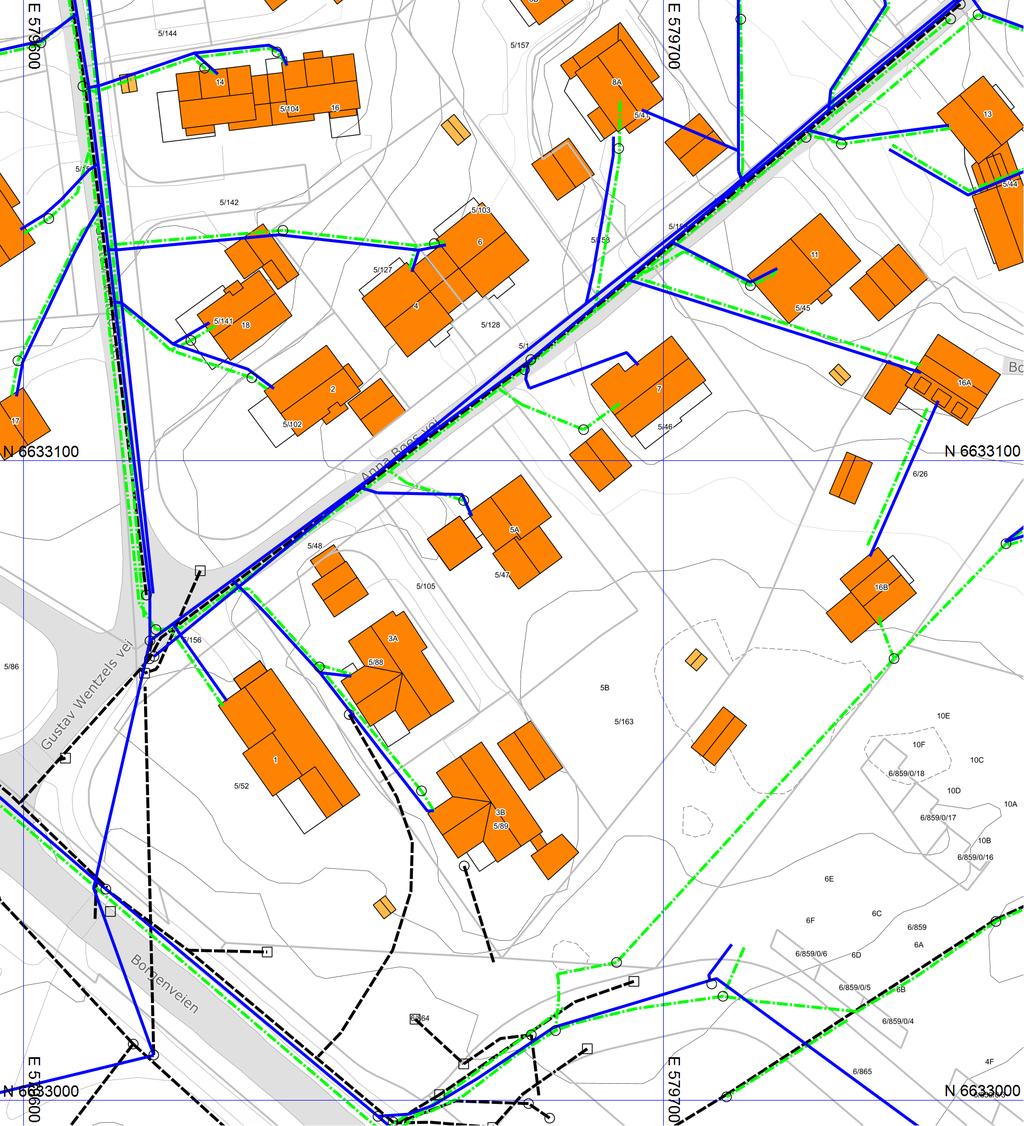 Ledningskart Asker kommune Eiendom: Adresse: Dato: Målestokk: 5/47 Anna Bøes vei 5A 19.09.