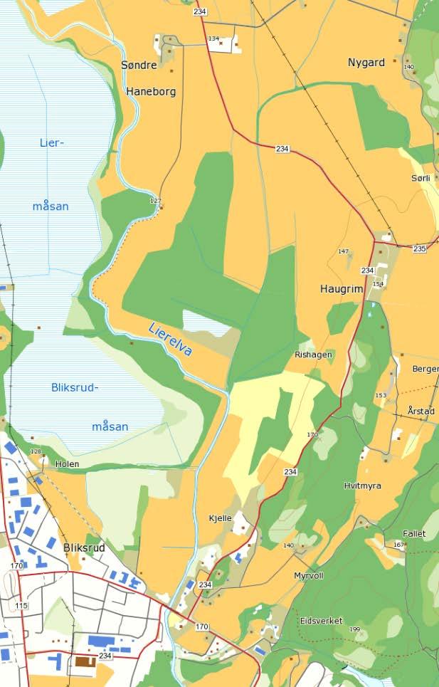 Planprogram Våtmarksområde Bjørkelangen 3 PLANOMRÅDET OG TILTAKET 3.1 Dagens situasjon og arealbruksinteresser Figur 4.