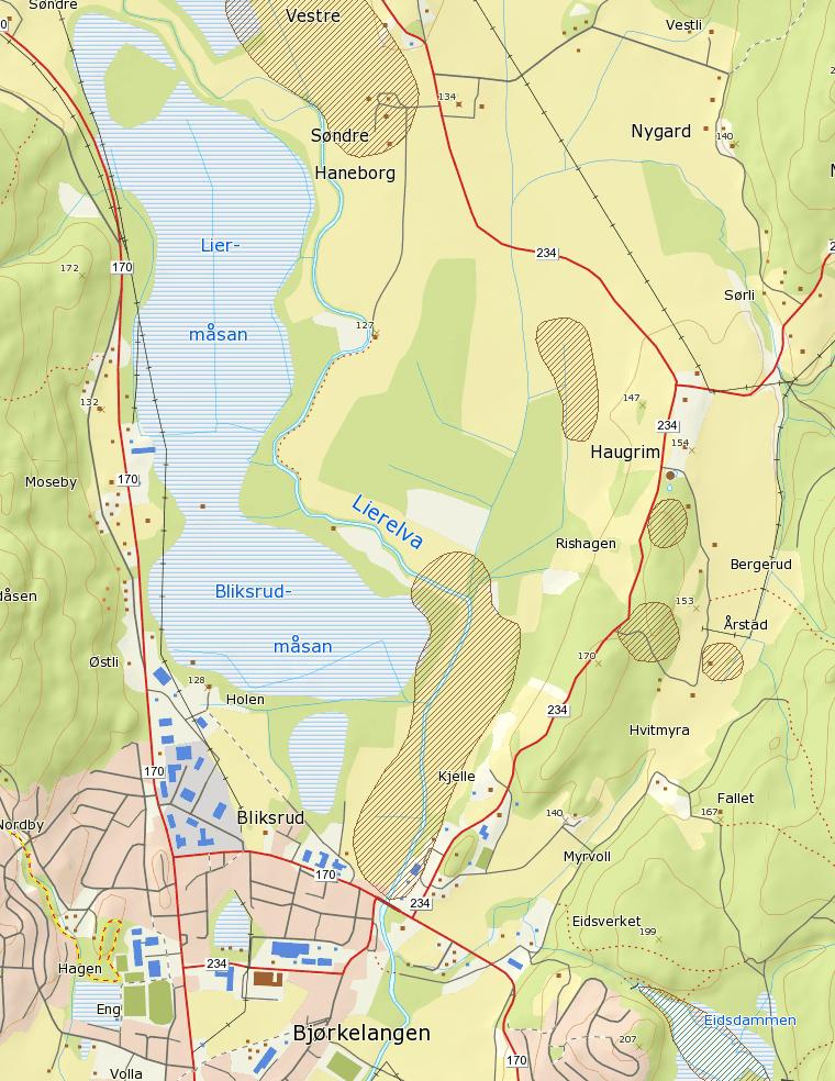 Planprogram Våtmarksområde Bjørkelangen 3.2 Vannområde Haldenvassdraget Svenskebekken, Lierelva og Bjørkelangsjøen er del av det vernede Haldenvassdraget.