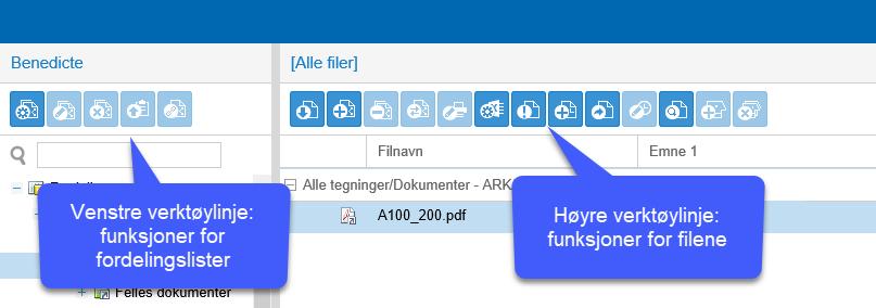 BIM2Share AS Byggeweb Prosjekt Side 25/35 5 Fordelingsområdet I fordelingsområdet fordeles de gjeldende dokumenter til de relevante partene. Hver part kan ha en fordelingsliste.