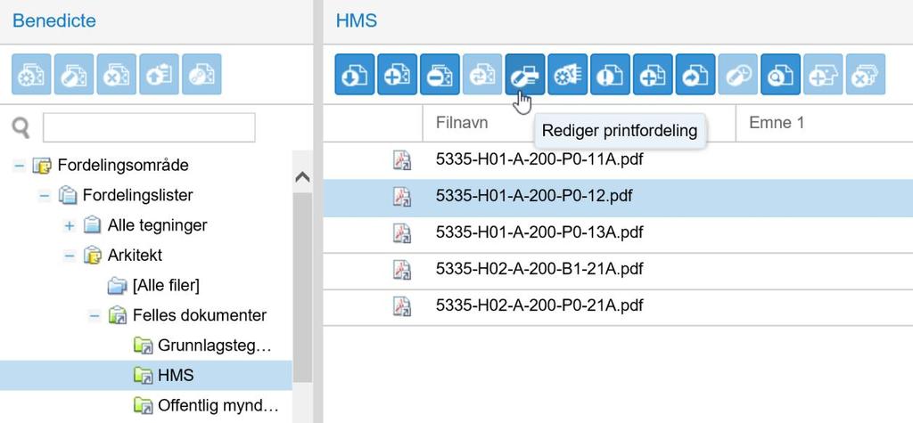 BIM2Share AS Byggeweb Prosjekt Side 30/35 Ved oppsett av printantall så arves de data som blir tastet inn.