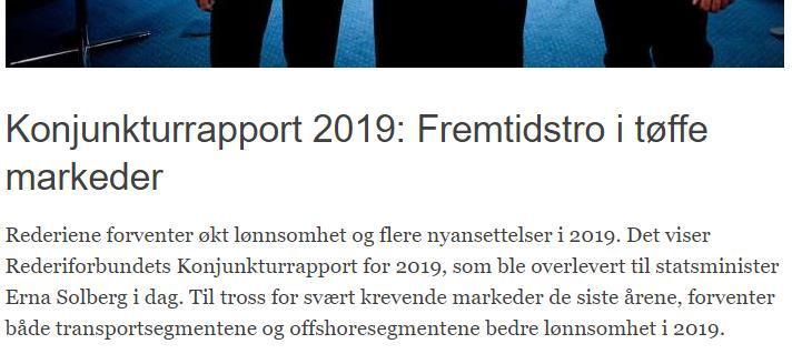 Global handelsuro Ikke opptur for alle og store forskjeller i oljeservice (rigg/offshore) JANUAR 2019 MAI