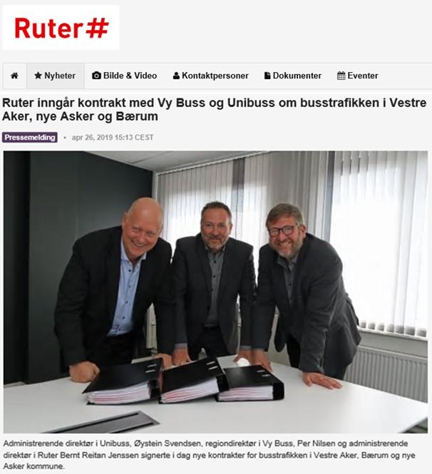 Busstjenester Ruters vestregion Kontrakter underskrevet 26.04.
