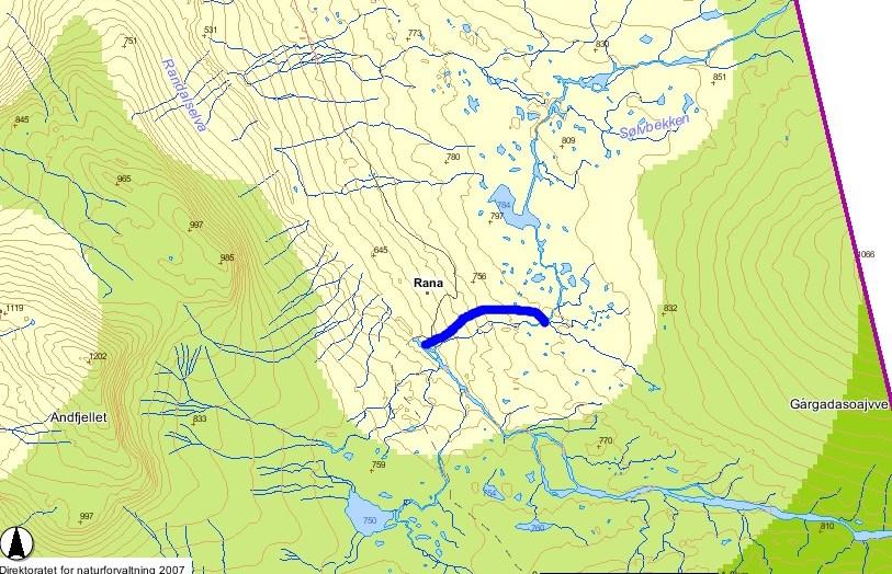 spesielle kvaliteter tilknyttet selve vannstrengen, men deler av området har plantearter som indikerer naturtypen Kalkrike områder i fjellet.