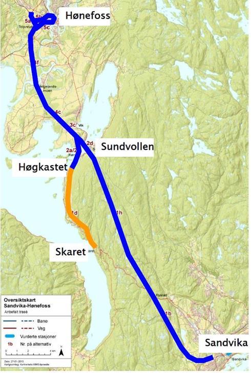 Fellesprosjekt Ringeriksbanen og E16 Ny Jernbane fra Sandvika (Jong) til Hønefoss Ny stasjon på Sundvollen og ombygging av stasjonen i Hønefoss.