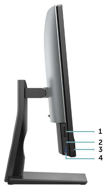 1. HDMI-utgang (med separat grafikkort) 2. HDMI-inngang (tilleggsutstyr) 3. Dobbel DisplayPort Dp++-modus 4. Nettverksport 5. USB 3.1 Gen 1-porter med støtte for strøm på /vekkesignal 6. USB 3.1 Gen 2-porter 7.