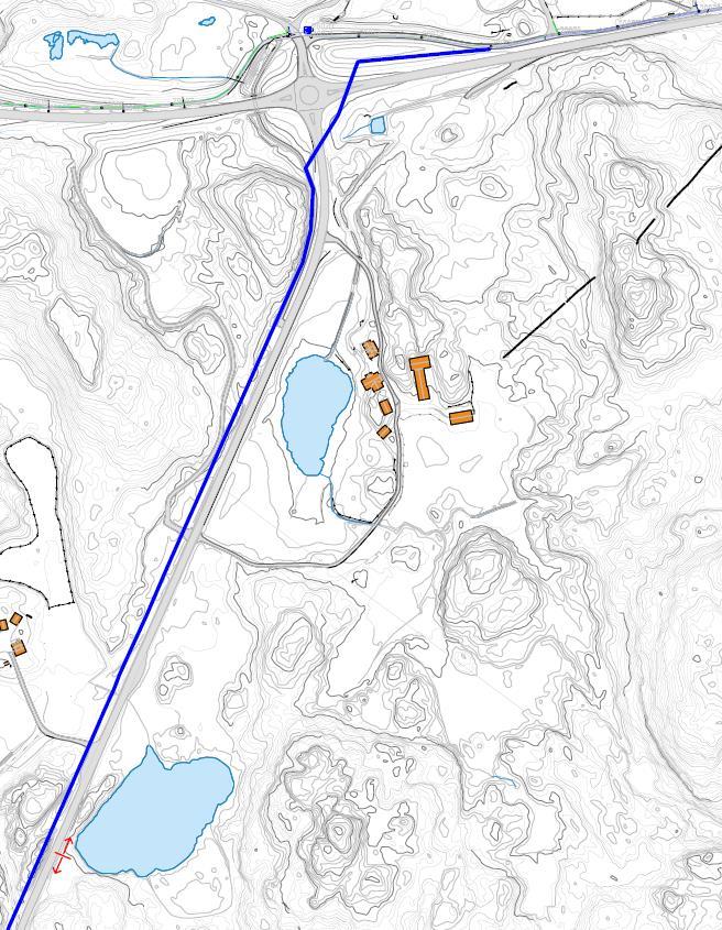 VA-anlegg Kjerlingland - Fjelldal 11 Figur 9 Høy- og lavbrekk på traseen. Mellomtjønn Kjerlingland.