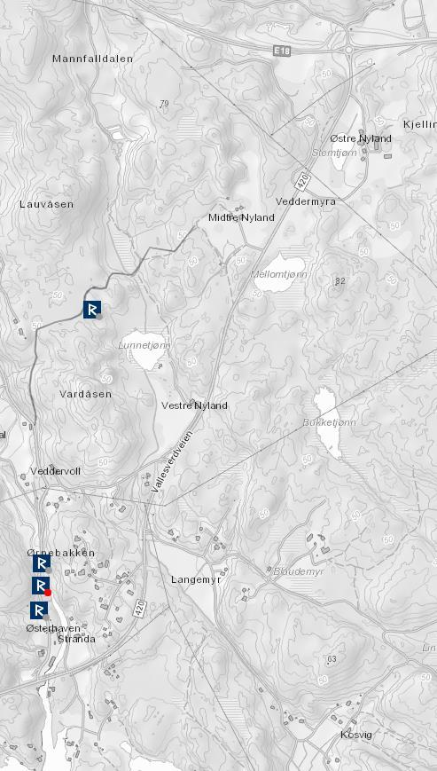 VA-anlegg Kjerlingland - Fjelldal 22 7.3 Kulturminner Det er gjort oppslag i Askeladden, se figur under.