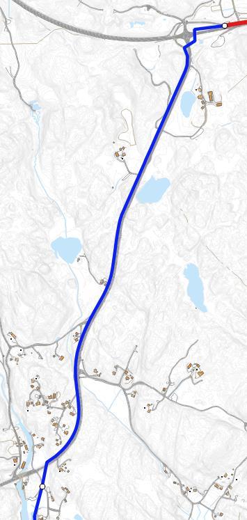 VA-anlegg Kjerlingland - Fjelldal 5 2 FORSLAG TIL TRASE Figuren under viser forslag til trase.