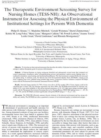 Kartlegging av fysiske omgivelser Special Care Unit Environmental Quality Scale (SCUEQS) Generelt vedlikehold Generelt renhold Metode Fellesområder Ganger/korridorer Beboer rom og bad Trygghet